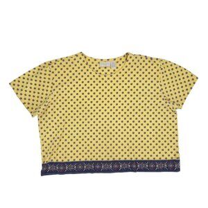 Elisabeth by Liz Claiborne Yellow Handkerchief Print Top Womens Plus Size 3X